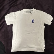 Psycho Bunny Boys White 100 Pima Cotton Graphic Skull Bunny Logo Shirt Y 14-16