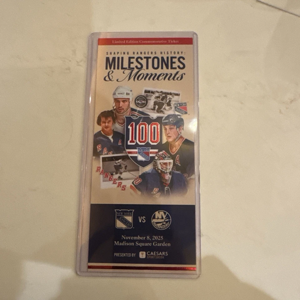 Ingresso comemorativo dos marcos e momentos do centenário do New York Rangers PRÉ-VENDA - Imagem 2 de 3