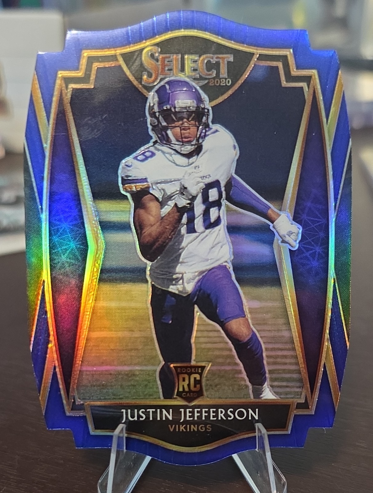 2020 Panini Select - Premier Level Justin Jefferson #161 Blue Prizm Die-Cut (RC)