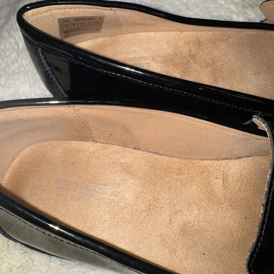 Mocasín para mujer Rockport Kacey Penny plano talla 7,5 M charol negro sin cordones Foto 4 de 4