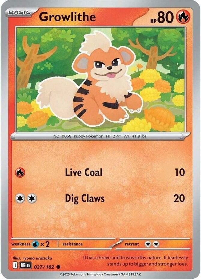 Pokemon Growlithe - 027/182 - Common NM-Mint Destined Rivals