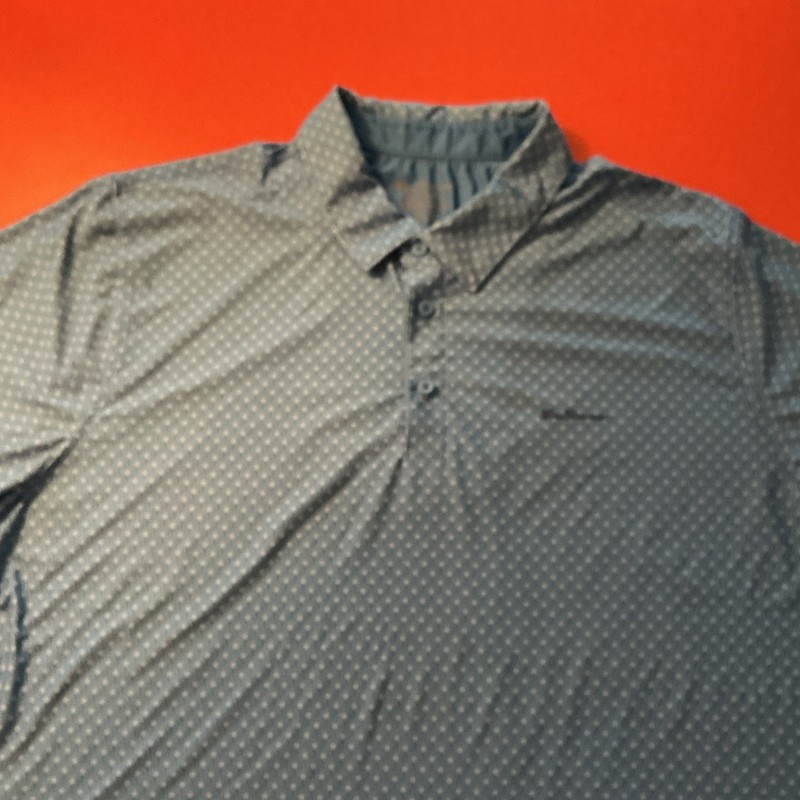 Ben Sherman Sport Men's XXL Blue Geometric Short Sleeve Polo Shirt Collared Logo