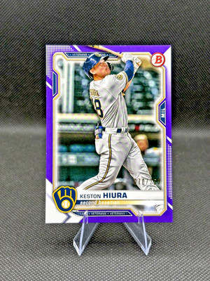 Keston Hiura /250 Purple Border 2021 Bowman #69 Milwaukee Brewers