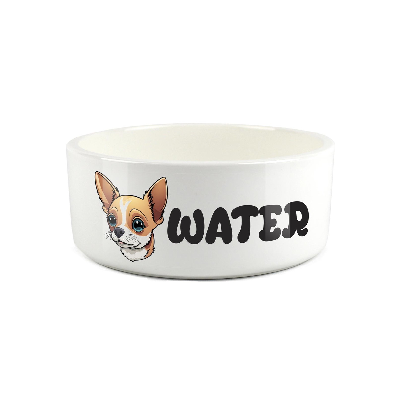 Cartoon Chihuahua Water Bowl - Large Ceramic Water Dish Dog Gift