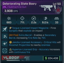 Borderlands 4 ⭐ BOORY SMG⭐ TORGUE IMPACT ⭐EXTRA BARREL⭐JAKOBS⭐ACCURACY