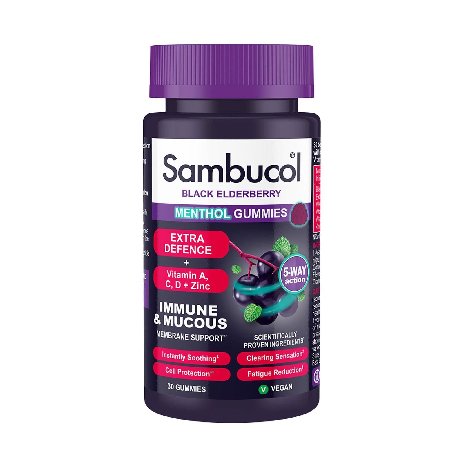 Sambucol Black Elderberry Extra Defence Menthol 30 Gummies - 2 Pack - Image 4