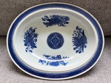 A Fine Chinese Blue and White Fitzhugh Pattern Oval Dish, Qianlong Period