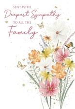 To All The Family Sympathy Card. Cherry Orchard. Flowers, floral. lovely words.
