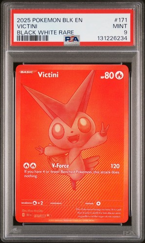2025 POKEMON BLK EN-BLACK BOLT BLACK WHITE RARE #171 VICTINI PSA 9