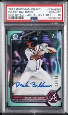 2022 BOWMAN DRAFT CHROME DRAFT PICK AUTO DRAKE BALDWIN 123/199 PSA 10 AUTO