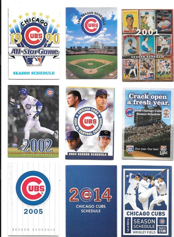 Chicago Cubs Baseball Schedules- 9 Different including 1990 All-Star Game year
