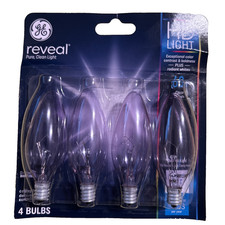 Ge Lighting 60w B10 Faceted Ceiling fan 4 bulbs of Candelabra base BC 415 Lumens