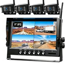 9" Wireless Backup RV Camera Rear Side View DVR Monitor 1080P for Trailer Camper