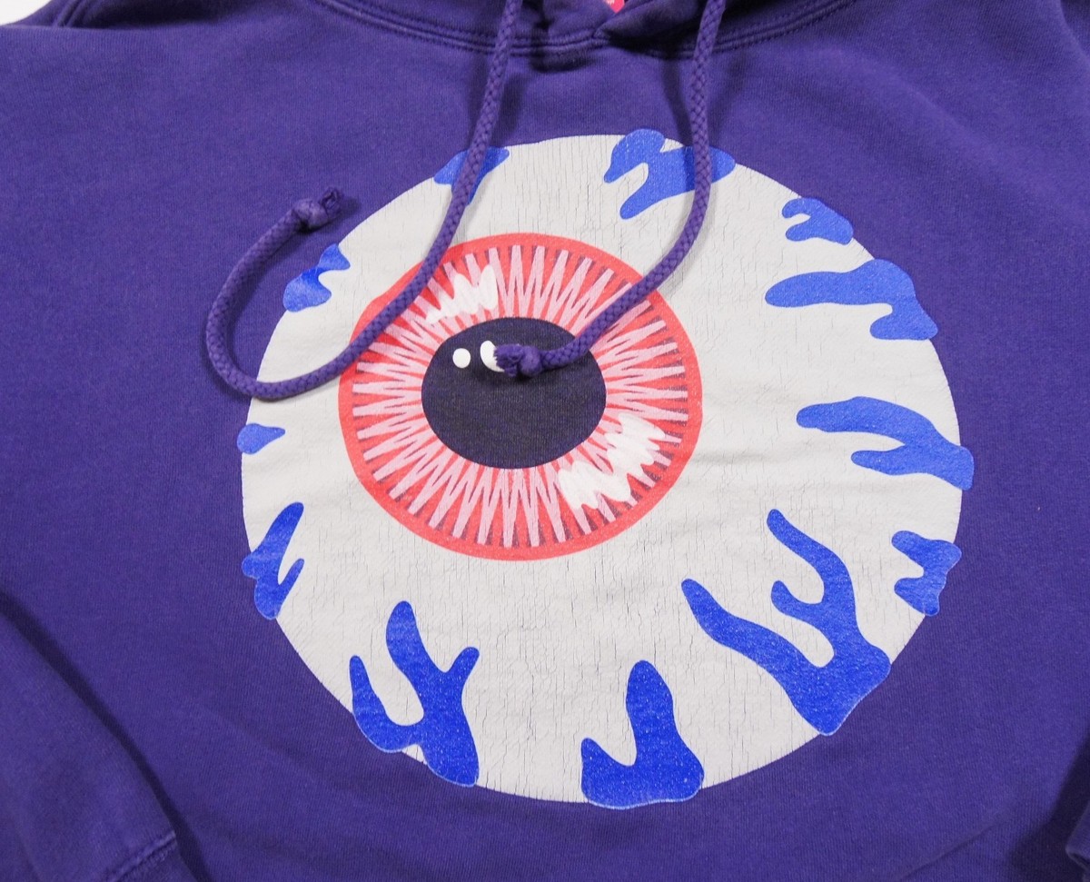 Mishka NYC Sweatshit Mens Medium Purple Hoodie Eyeball Skateboard