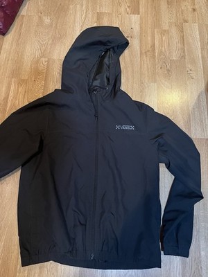 VANS Men s Black Hooded Full Zip Mid-Length Jacket Logo Accent Size M
