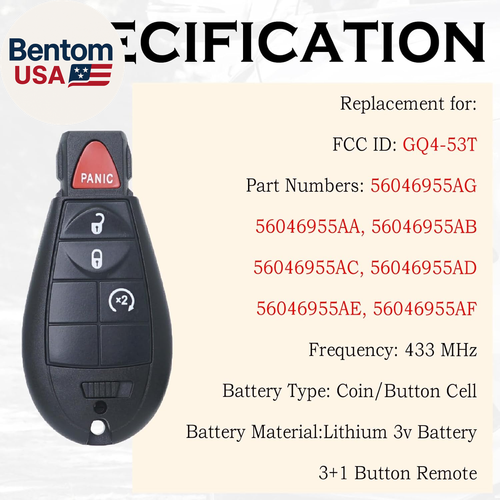 Key Fob Replacement Fits for Dodge Ram 1500 2013-2021 Ram 2500 3500 4500 5500 20 - Picture 3 of 12