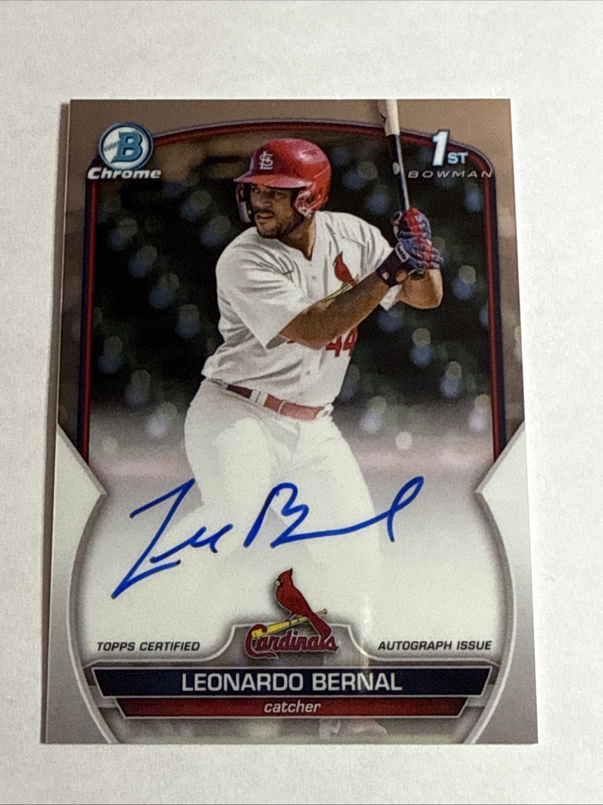 2023 1st Bowman Chrome Leonardo Bernal Base Auto RC SP Cardinals Pack Fresh