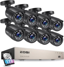 ZOSI H.265 1080P Home Security Camera System Outdoor 8CH DVR with IR-Cut 0-1TB