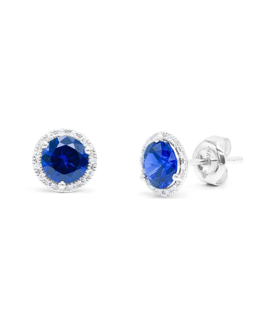 Diana M. Fine Jewelry 14K 2.12 Ct. Tw. Diamond - Sapphire Halo Studs Women's