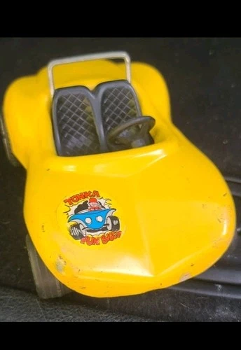 Tonka Fun Buggy Yellow Vintage Diecast Buggy Toy Car with Flame Decal