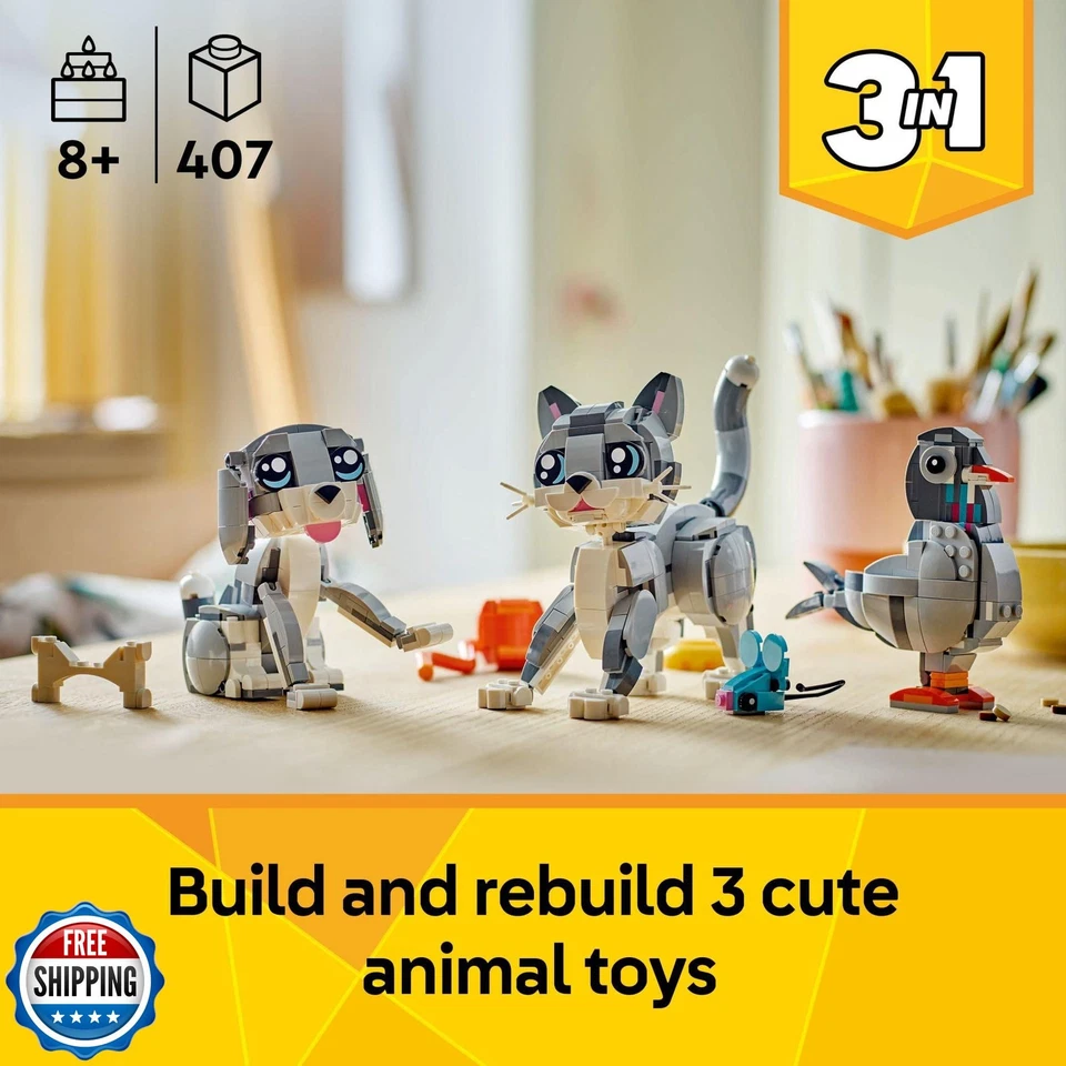 LEGO Creator Juguete para Gato Lúdico 3 en 1 - Juguete de Construcción con 3 Opciones de Construcción, C Foto 2 de 4