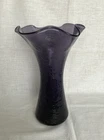 Pretty Blenko #99265 Violet Crackle Glass Ruffled Vae