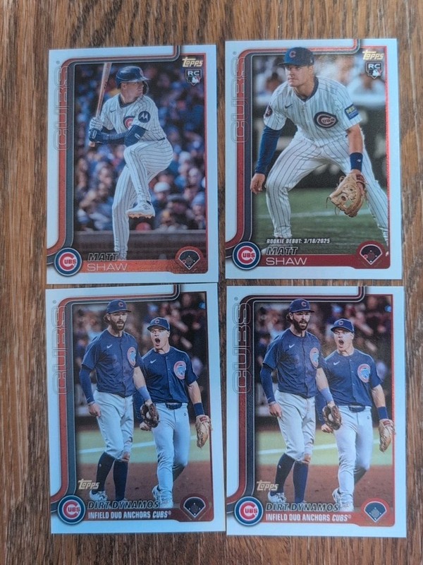 2025 Topps Matt Shaw Lot X4, Rookie, Debut, Dirt Dynamos X2