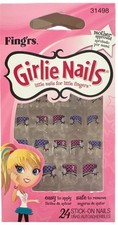 Little Fingr's GIRLIE NAILS #31498 24 Stick-On Nails POLKA Dots Pink+Purple