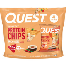 Quest Spicy Queso Flavored Tortilla Style Protein Chips,Gluten Free,4 Count.