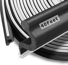 40 Feet Kerf Door Weather Stripping Seal, Long Reach 40 Ft, Black 