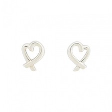 Auth TIFFANY Loving Heart Silver Earrings ti0708vv