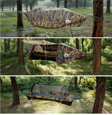 Night Cat Flat Lay Hammock Tent with Mosquito Net Waterproof Rainfly for Camping