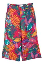 C&C California 100% Linen Tropical Print Elastic Waist Pants Small