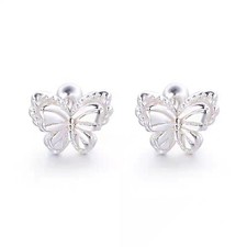 Silvery Double Layer Butterfly Screw Ear studs Women's Fashion Alloy Earrings