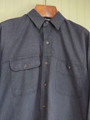 Vintage Bugle Boy Shirt Mens Medium Dark Gray Flannel Button Up Casual 80s