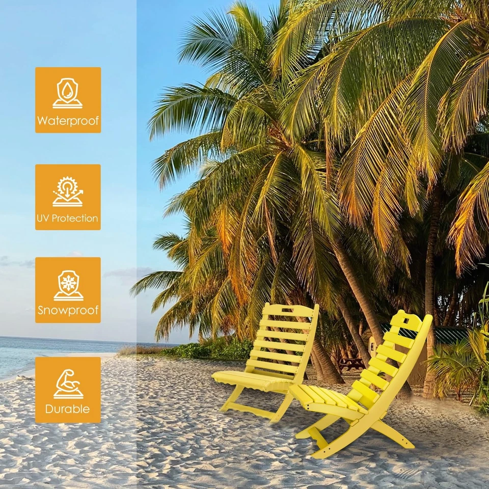 Portable Xavier-Chairs Set of 2 | Folding-Adirondack-Chair | Wave | HDPE Plas... - Изображение 3 из 4
