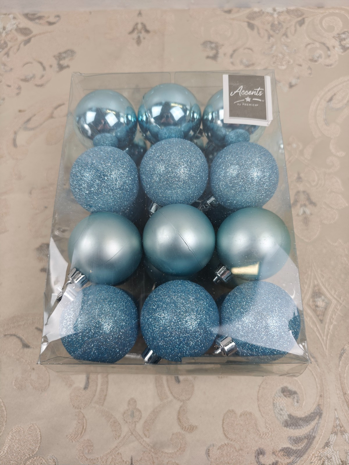Christmas Tree Decoration 24 Pack 60mm Shatterproof Baubles - Ice Blue 8484.