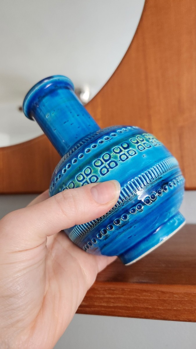 MCM Flavia Bitossi Rimini Blue Vase Italy Pottery Montelupo 5.75