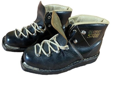 SNOW SPEED Vintage Cross Country Ski Boots Kandahar Cable Bindings EU37 US5 KL54