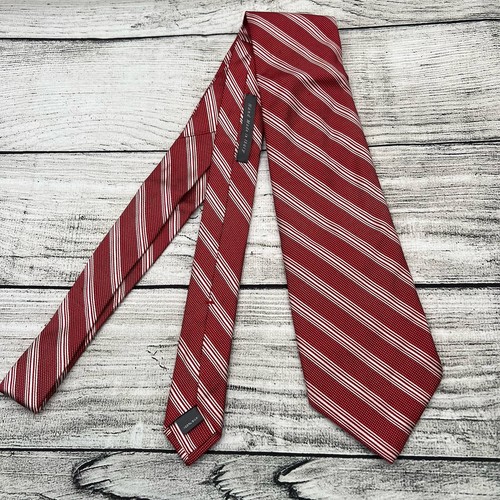 CREMIEUX 7-FOLD LIMITED EDITION SIGNATURE RED STRIPED TIE Hand Made Italy 59" - Photo 2/7