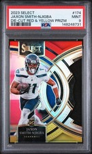 2023 Jaxon Smith-Njigba Red Yellow Prizm Die Cut RC PSA 9 Seattle Seahawks