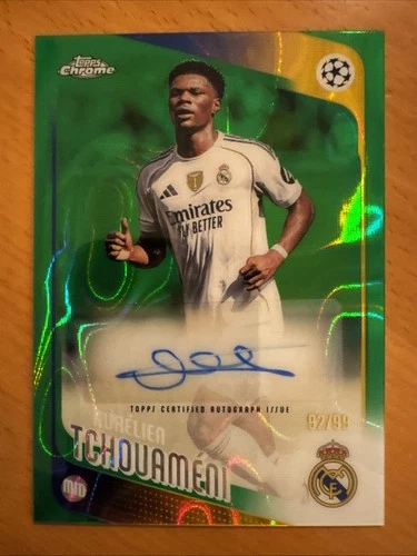 2025-26 Topps Chrome UEFA UCC AURÉLIEN TCHOUAMÉNI Auto Green Lava Refractor /99