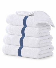 Salon Towels Cotton Towel Pack Of 12 White with blue Stripes Spa Towel 16x27 in