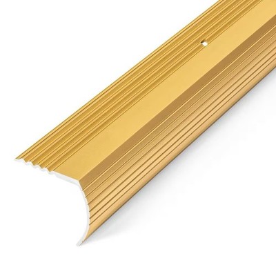 79020 Fluted 1-1/8  x 1-1/8  x 36inch Stair Edging Satin Brass Protective Edge