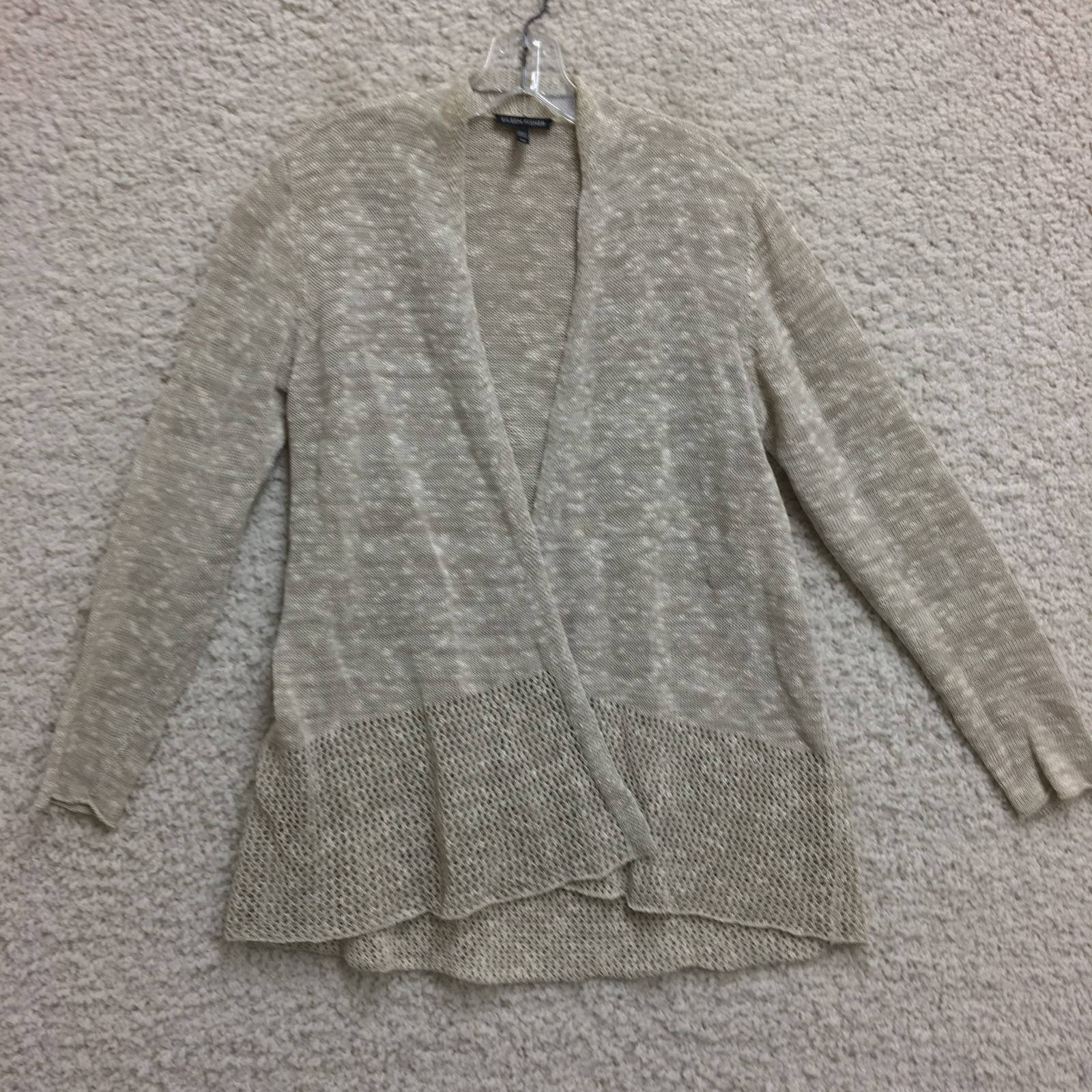 Eileen Fisher Cardigan Small Adult Beige Linen Organic Cotton Open Front Womens