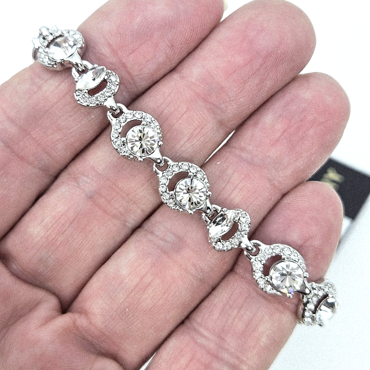 Givenchy Silver Tone Crystal Link Bracelet 7” Macy's NWT | eBay