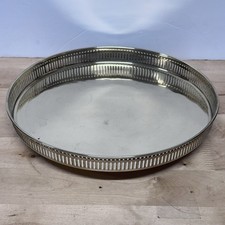 Vintage 13  Brass Gallery Tray Round Serving ...