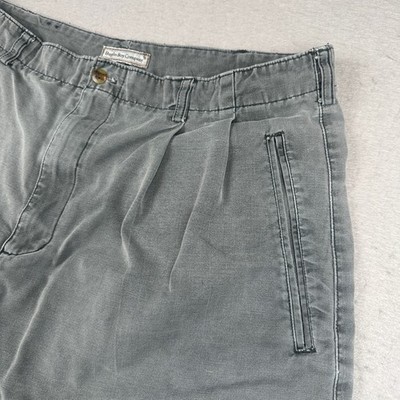 Vintage Bugle Boy Shorts Mens 36 (Fits 34x7) Gray Faded Pleated Chino Cotton 90s
