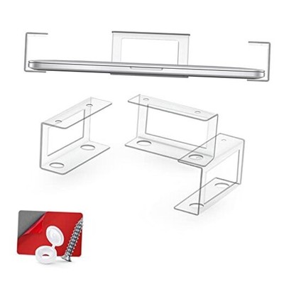  Transparent Under Desk Laptop Holder Mount with Adhesive & Screw in, Devices 