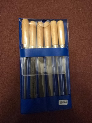 File set with wooden handle Needle Germany FIL-986.10 Jewerly repair New 6 pcs